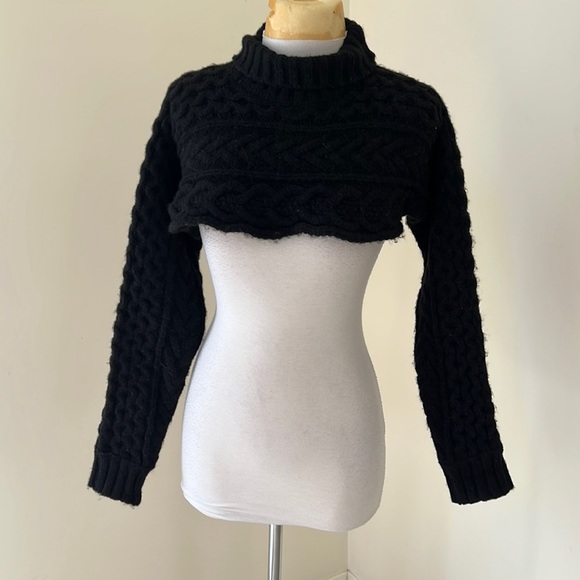 Zara Sweaters Zara Ml Black Knit Turtle Neck Crop Arm Warmer